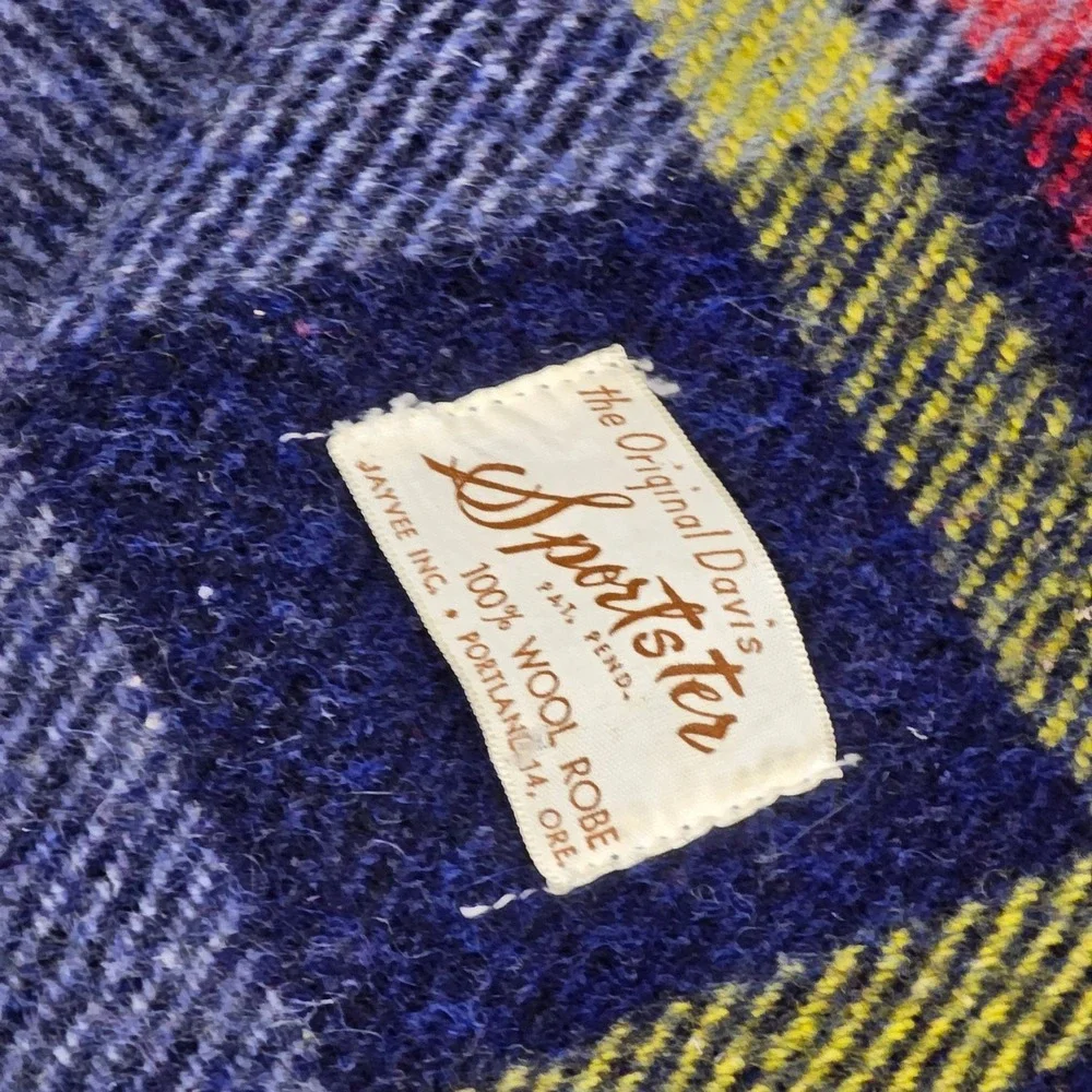 Vintage 60s Jayvee‎ Sportster Wool Blanket Plaid Throw Fringe Camp Cabin 54x58